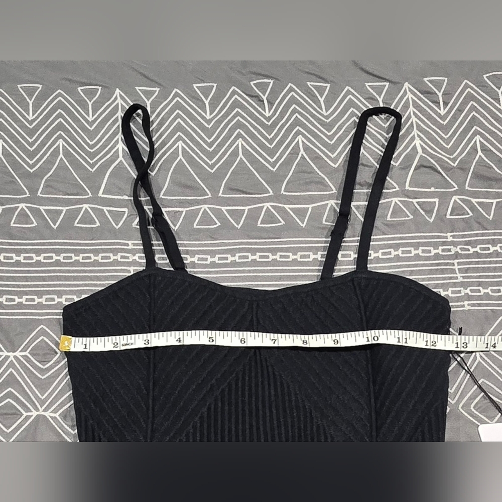 SOLD!!!!!  Alo Denim Knit Garter Tank In Black Size Medium - Picture 2 of 9